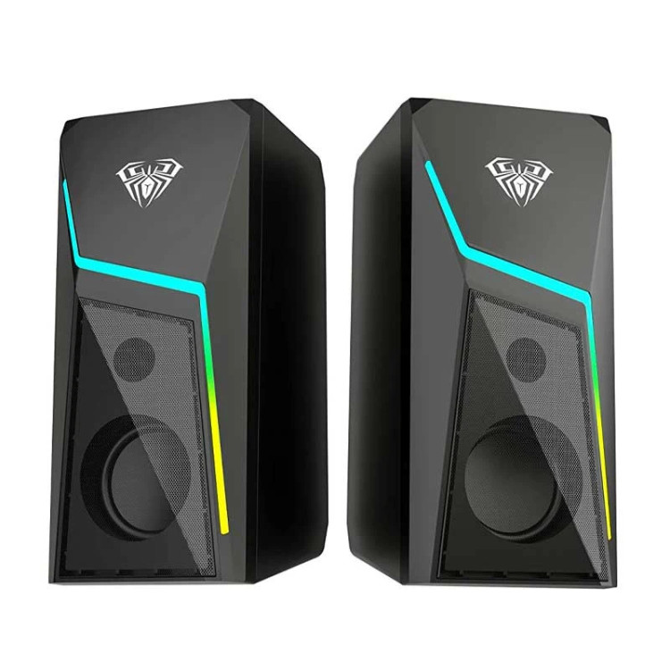 اسپیکر گیمینگ آئولا مدل Wind N-521، درگاه ارتباطی شامل جک 3.5 میلی متری صدا، دارای پخش صدای 360 درجه، نورپردازی RGB، کلید مدیریت میزان صدا