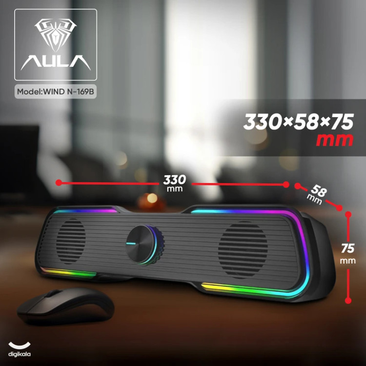 اسپیکر دسکتاپ آئولا مدل WIND N-169B، درگاه ارتباطی شامل جک 3.5 میلیمتری صدا، مناسب بازی