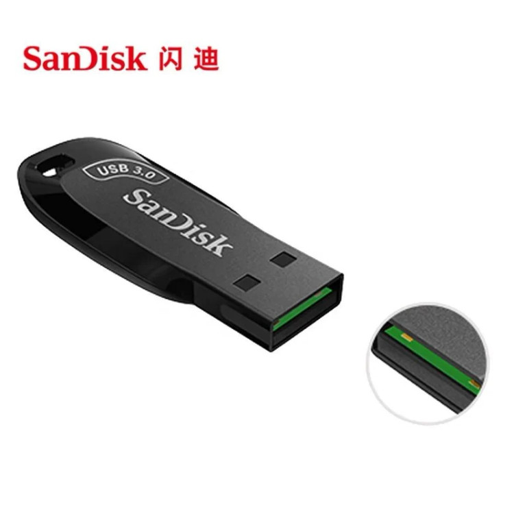فلش مموری 64 گیگابایت سن دیسک مدل ULTRA SHIFT CZ410، دارای رابط USB 3.0، نرمافزار امنیتی و نرمافزار بازیابی فایلها