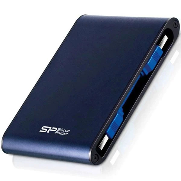 هارد اکسترنال سیلیکون پاور مدل Armor A80 ظرفیت دو ترابایت دارای رابط USB Type-A 3.2، سازگار با گوشی موبایل، تبلت، دوربین، کامپیوتر و لپتاپ (ویندوز و مک)، کنسول بازی، با سرعت چرخش 5400 دور در دقیقه