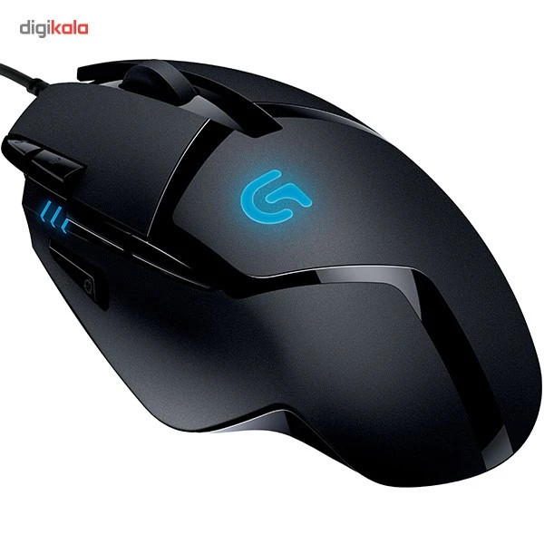 ماوس گیمینگ باسیم لاجیتک مدل G402 Hyperion Fury با حسگر اپتیکال، دارای 8 کلید با قابلیت برنامهریزی، دارای نمایشگر وضعیت باتری و چراغ LED، رابط USB، دقت 4000 DPI