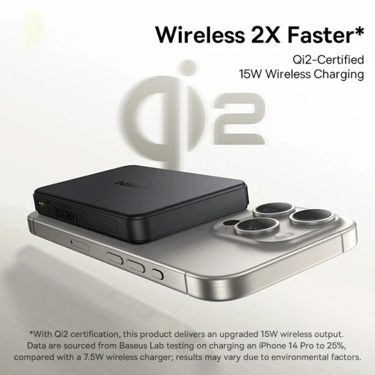 پاوربانک بیسیم 22.5 وات بیسوس مدل Airpow Ⅱ Qi2 Magnetic ظرفیت 10000 میلیآمپر ساعت