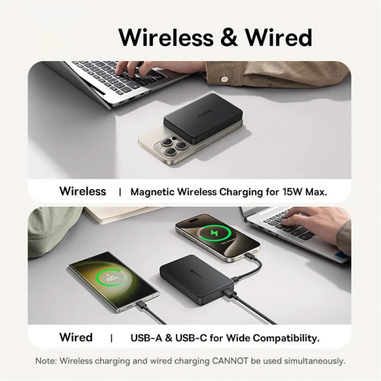 پاوربانک بیسیم 22.5 وات بیسوس مدل Airpow Ⅱ Qi2 Magnetic ظرفیت 10000 میلیآمپر ساعت