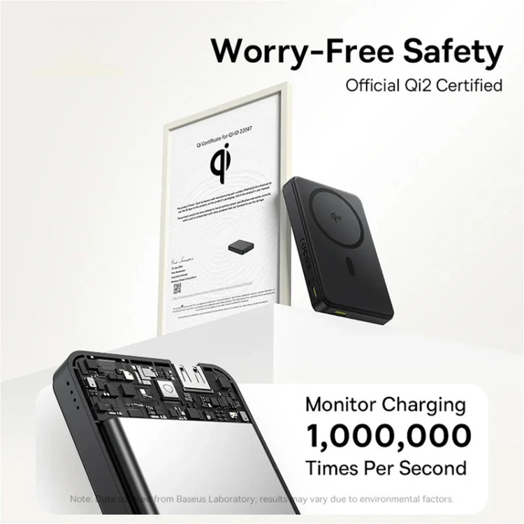 پاوربانک بیسیم 22.5 وات بیسوس مدل Airpow Ⅱ Qi2 Magnetic ظرفیت 10000 میلیآمپر ساعت